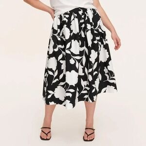 A-14 Kate Spade New York Women's Classic Rose Volume Midi Skirt‎ Black/Cream